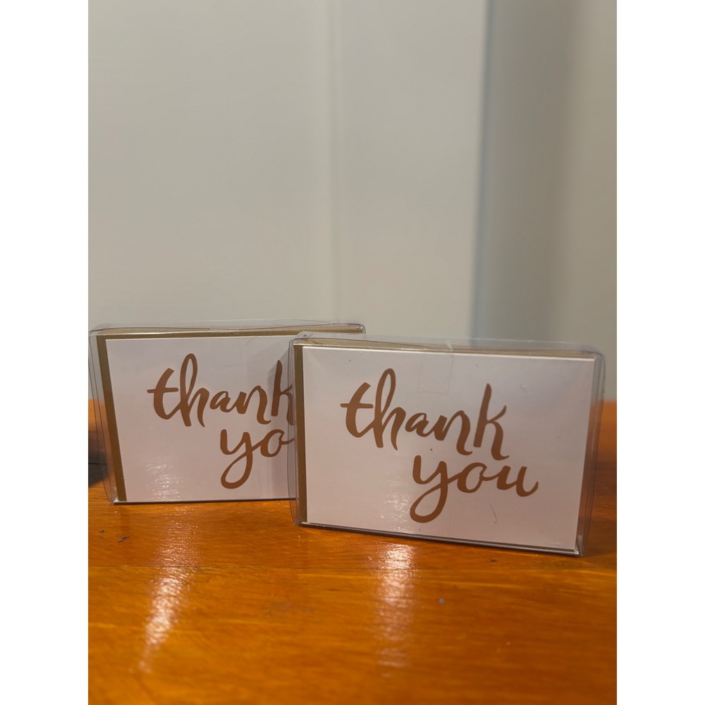 Julu Cards 20 Count Thank You Notes and Envelopes Rose Gold Script Blank Inside